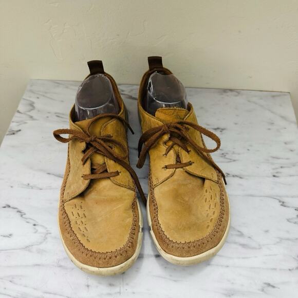 Clark’s Trifi Lace Tan Leather Sneakers Men’s Size 10 - Picture 3 of 10